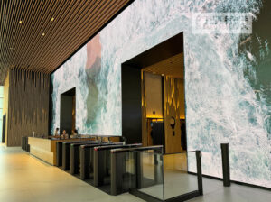 Empire Tower modern office lobby with immersive LED wall and lift area in Sathorn Bangkok CBD